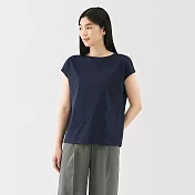 【MUJI 無印良品】女天竺法式袖T恤 M 深藍