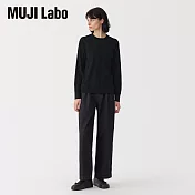【MUJI 無印良品】MUJI Labo女棉高密織針織長袖套衫 S 黑色