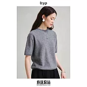 ltyp旅途原品 100%進口巴素蘭羊毛島精無縫一體多色針織衫T恤女春 M L  M 淺花灰