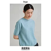 ltyp旅途原品 100%進口巴素蘭羊毛島精無縫一體多色針織衫T恤女春 M L  M 湖藍色