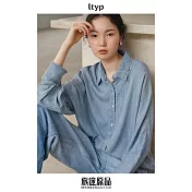 ltyp旅途原品 極簡真絲天絲牛仔襯衫女2025新款春季上衣文藝襯衣 M L  M 晴山藍