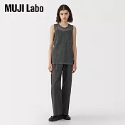 【MUJI 無印良品】MUJI Labo女和紙混針織無袖套衫 M 墨灰