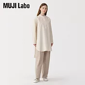 【MUJI 無印良品】MUJI Labo女蠶絲混長版衫 L 淺米直紋