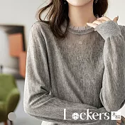 【Lockers 木櫃】網紗木耳邊領針織衫 L114030305 M 灰色