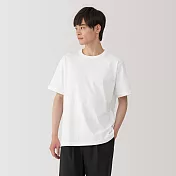 【MUJI 無印良品】男水洗粗織圓領短袖T恤 M 白色