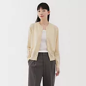 【MUJI 無印良品】女棉混強撚圓領開襟衫 M 象牙白