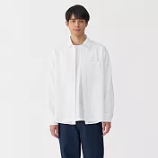 【MUJI 無印良品】男透氣彈性泡泡紗長袖襯衫 S 白色