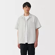 【MUJI 無印良品】男透氣彈性泡泡紗開領短袖襯衫 S 淺灰