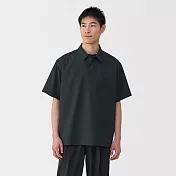 【MUJI 無印良品】男透氣短袖布帛POLO衫 S 黑色