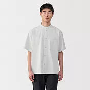 【MUJI 無印良品】男透氣立領短袖襯衫 S 淺灰