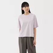 【MUJI 無印良品】女涼感圓領寬版短袖T恤 S 薰衣草紫