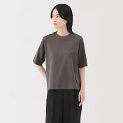【MUJI 無印良品】女涼感圓領寬版短袖T恤 S 墨灰