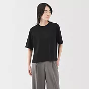 【MUJI 無印良品】女涼感圓領寬版短袖T恤 S 黑色