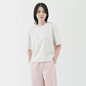 【MUJI 無印良品】女涼感圓領寬版短袖T恤 S 白色