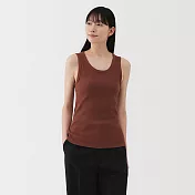 【MUJI 無印良品】女彈性螺紋坦克背心 S 磚紅