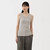 【MUJI 無印良品】女彈性螺紋坦克背心 S 灰色