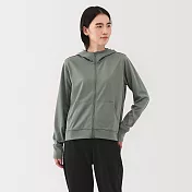 【MUJI 無印良品】女抗UV速乾拉鍊連帽外套 S 煙燻綠