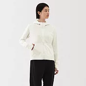 【MUJI 無印良品】女抗UV速乾拉鍊連帽外套 S 柔白
