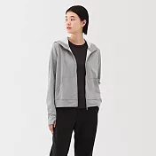 【MUJI 無印良品】女抗UV速乾拉鍊連帽外套 S 灰白