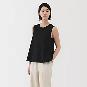 【MUJI 無印良品】女大麻混棉無袖套衫 S 黑色