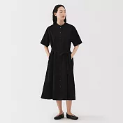 【MUJI 無印良品】女涼感短袖襯衫洋裝 S 黑色