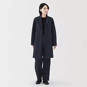 【MUJI 無印良品】女吉貝木棉混丹寧大衣 S 暗藍