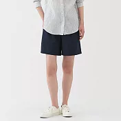 【MUJI 無印良品】女水洗平織布短褲 S 暗藍