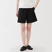 【MUJI 無印良品】女水洗平織布短褲 S 黑色