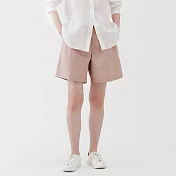 【MUJI 無印良品】女水洗平織布短褲 S 淺粉