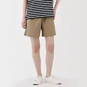 【MUJI 無印良品】女水洗平織布短褲 S 米色