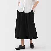 【MUJI 無印良品】女涼感舒適八分褲 M 黑色
