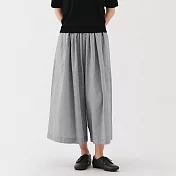 【MUJI 無印良品】女涼感舒適八分褲 M 灰直紋