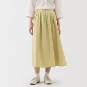 【MUJI 無印良品】女大麻混棉舒適長裙 M 黃色