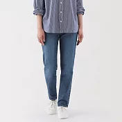 【MUJI 無印良品】女彈性丹寧合身直筒褲 23 藍色