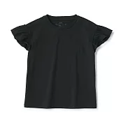 【MUJI 無印良品】兒童天竺荷葉袖T恤 110 黑色