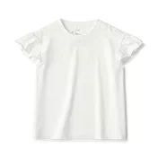 【MUJI 無印良品】兒童天竺荷葉袖T恤 110 柔白