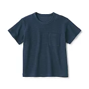 【MUJI 無印良品】兒童鬆餅紋圓領短袖T恤 110 深藍