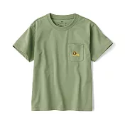 【MUJI 無印良品】兒童天竺刺繡口袋短袖T恤 110 煙燻綠