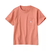 【MUJI 無印良品】兒童天竺刺繡口袋短袖T恤 110 珊瑚