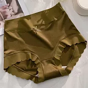 【唯蜜色】爆款中腰包臀輕奢緞面無痕冰絲桑蠶絲底檔女用內褲 L 軍綠色