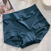 【唯蜜色】爆款中腰包臀輕奢緞面無痕冰絲桑蠶絲底檔女用內褲 L 湖藍色