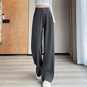 【MsMore】 西裝闊腿直筒拖地休閒窄版高腰垂感西裝長褲# 124536 M 灰色
