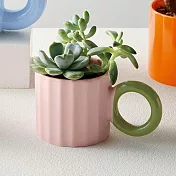 【日本Green House】圓柄馬克杯 陶製裝飾盆栽 ‧ 粉