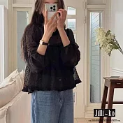 【Jilli~ko】兩件式甜美木耳邊微透視吊帶上衣 J12139  FREE 黑色