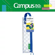 【Campus 50週年限定】KOKUYO 繽紛格紋透明筆袋-  藍灰