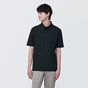【MUJI 無印良品】男涼感鹿子織扣領短袖POLO衫 S 黑色