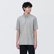 【MUJI 無印良品】男涼感鹿子織扣領短袖POLO衫 S 淺灰