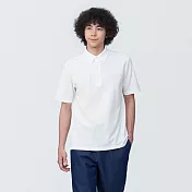 【MUJI 無印良品】男涼感鹿子織扣領短袖POLO衫 S 白色
