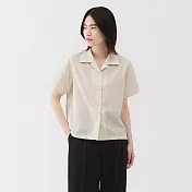 【MUJI 無印良品】女透氣彈性泡泡紗開領短袖襯衫 S 柔白