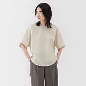 【MUJI 無印良品】女透氣彈性泡泡紗短袖套衫 S 柔白